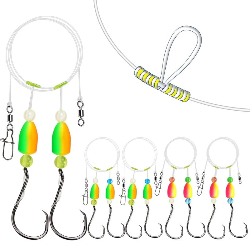 Dovesun 10PCS/4PCS Pompano Rigs for Surf Fishing Unique T-Knot Strong Pre-Rigged Pompano Rigs Saltwater with Circle Hooks - Image 1